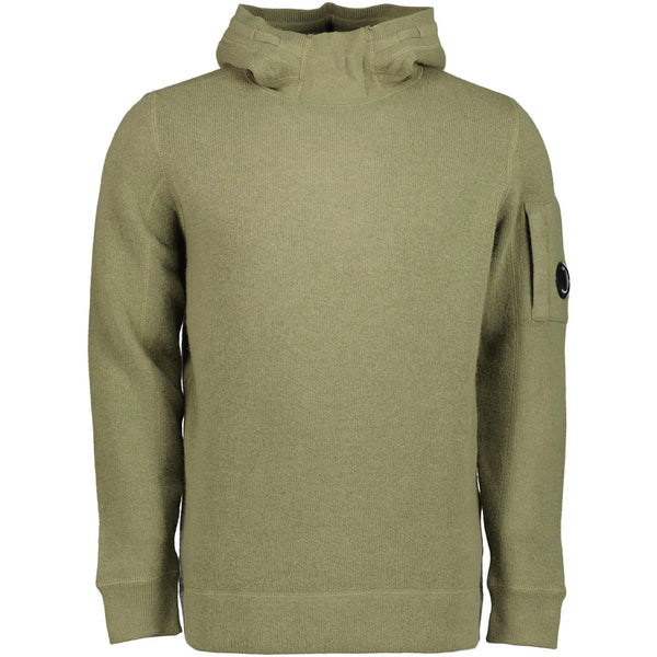 Green Lambswool Knitted Hoodie