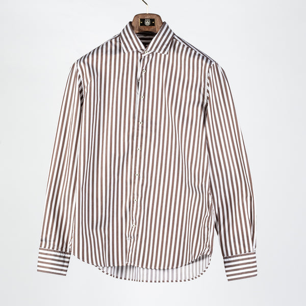 Dark brown Striped Twill Shirt