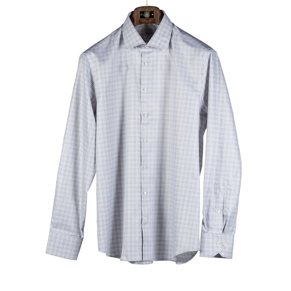 Grey Checked Twill Dress Shirt