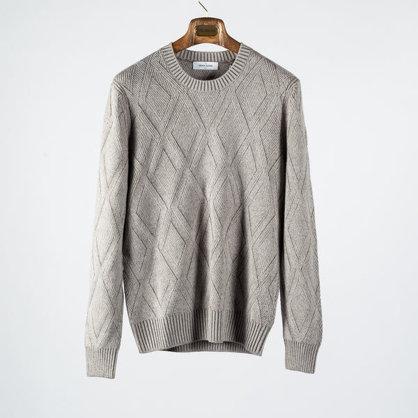 Light Grey Vanisé Diamond Links Stitch Crew Neck