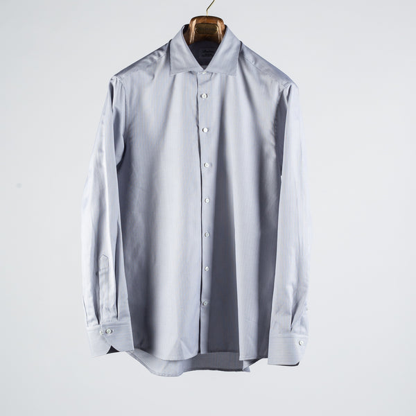 Grey Textured Twill Dress Shirt