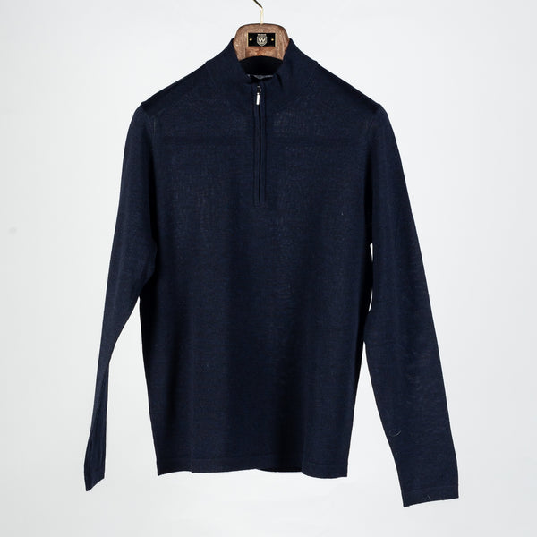 Navy Extra-Fine Merino Quarter Zip