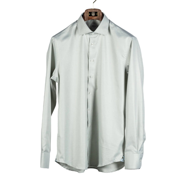 Light Green Micro Houndstooth Dress Shirt w/ Contrast