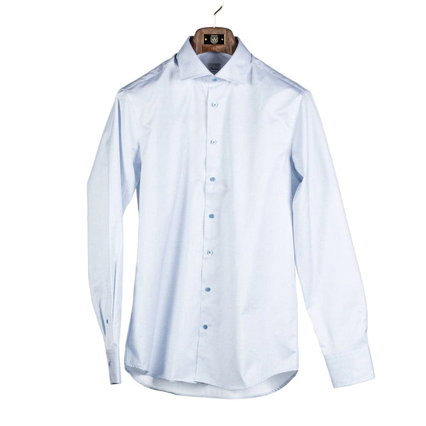 Light Blue Patterned Twill Dress Shirt