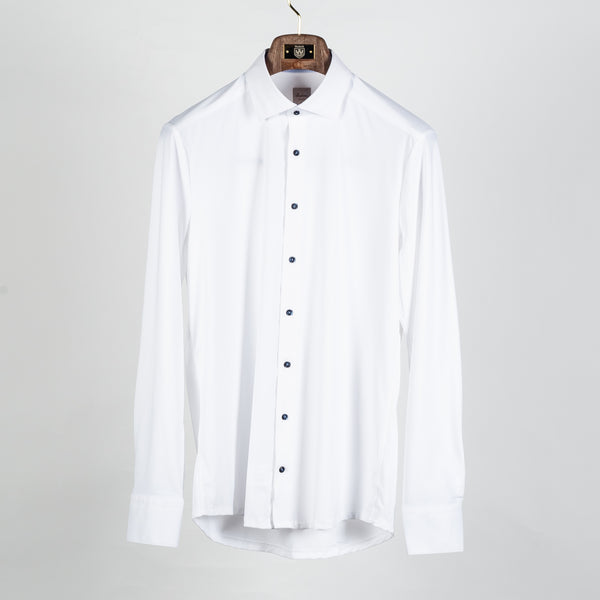 White Active Stretch Dress Shirt with Contrast