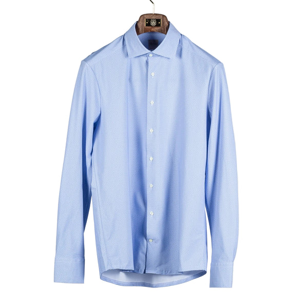 Blue Patterned Active Stretch Dress Shirt