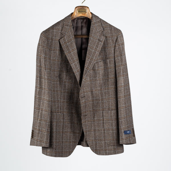 Brown Checked Wool Cashmere Blazer