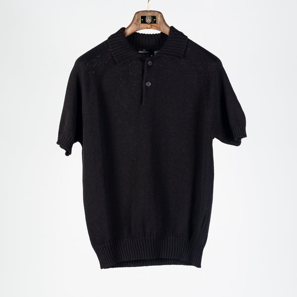 Black Cotton-Cashmere Knit Polo