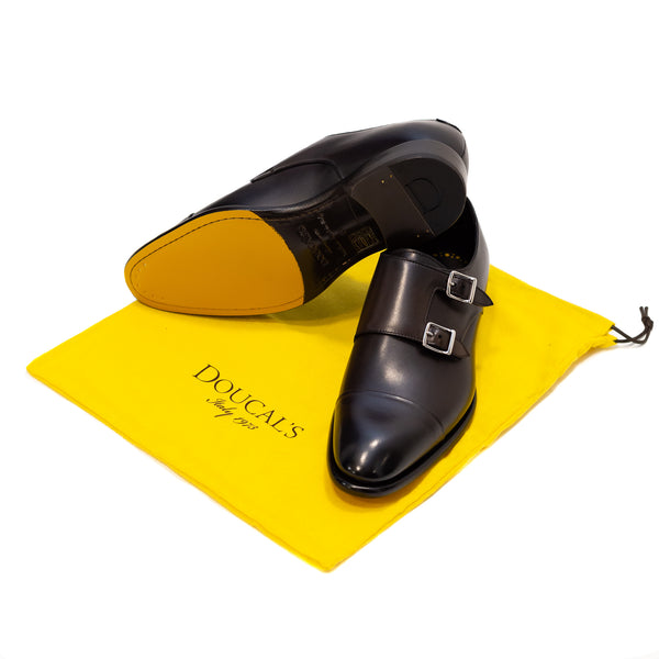 Chocolate Brown Leather Monk Strap Dress Shoes