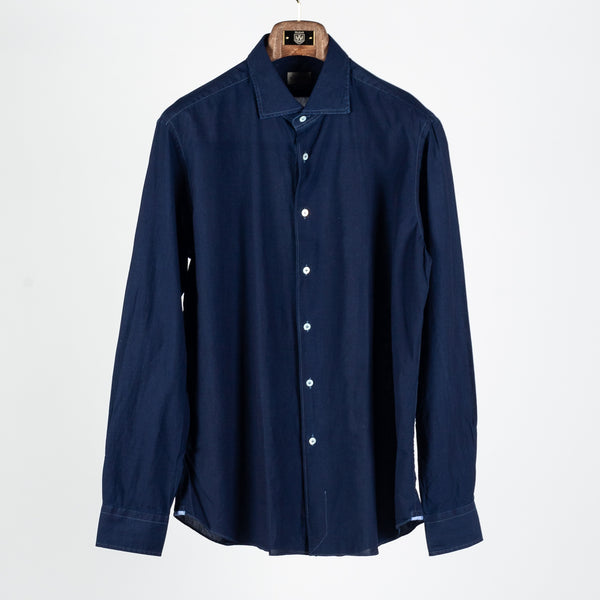 Dark Blue Muslin Washed Shirt