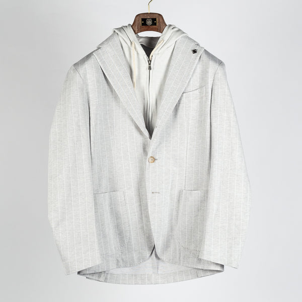 Light Grey Pinstripe Hooded Jacket