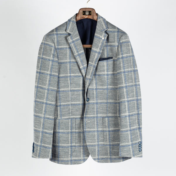 Textured Grey Windowpane Blazer