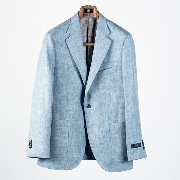 Textured Sky Blue Linen Wool Blazer