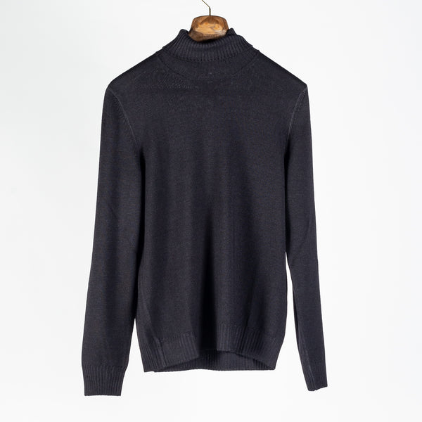 Anthracite Double-Thread Merino Turtleneck