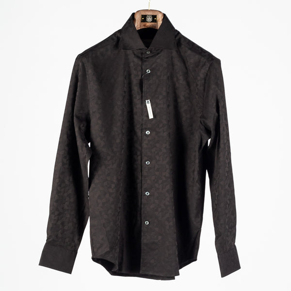 Black Patterned Cotton Dress Shirt