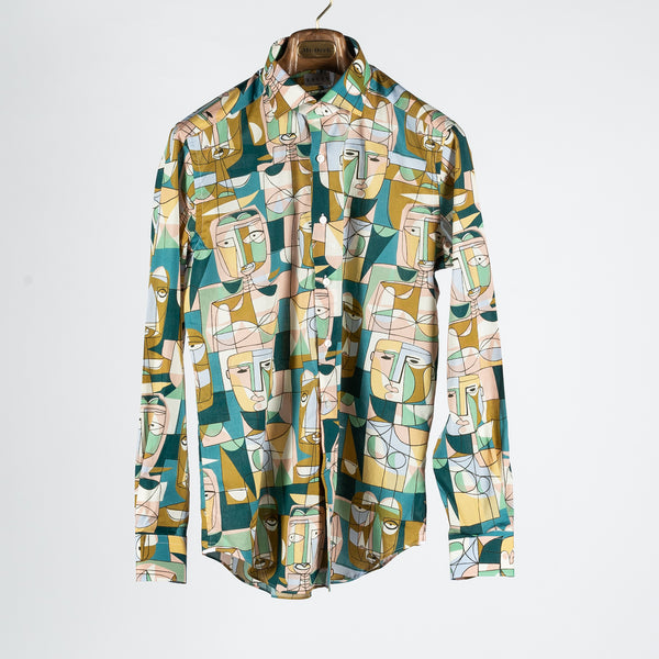 Pastel Abstract Cotton Dress Shirt