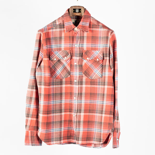 Cactus Flower Plaid Washed Flannel Pearlsnap Shirt