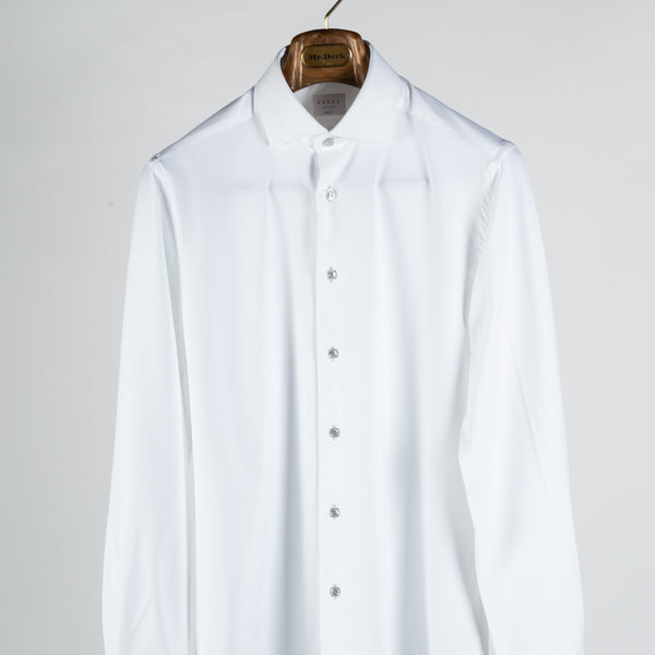 White Active Dress Shirt W/ Contrast Grey Buttons