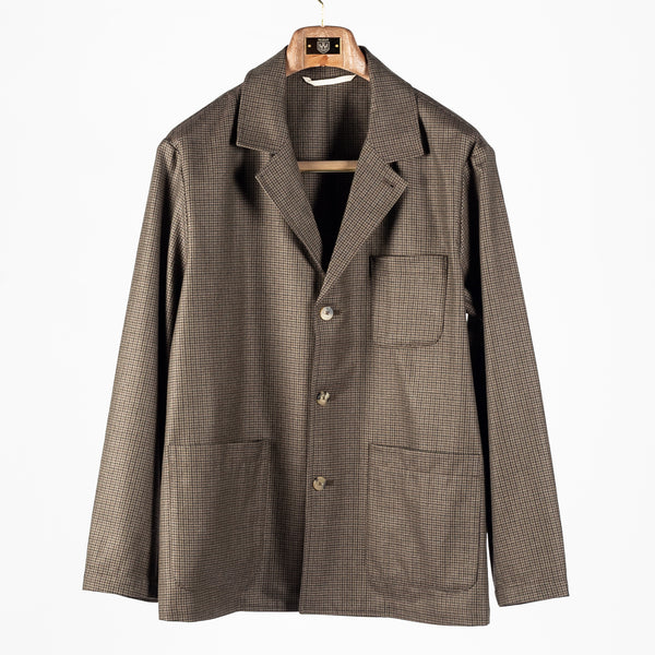 Olive Puppytooth Traveler Jacket English Wool Flannel