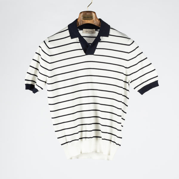 Blue & White Stripped Skipper Knit Polo