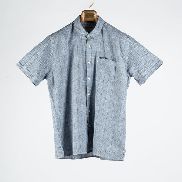 Navy Hartland Linen-Blend Short-Sleeved Shirt