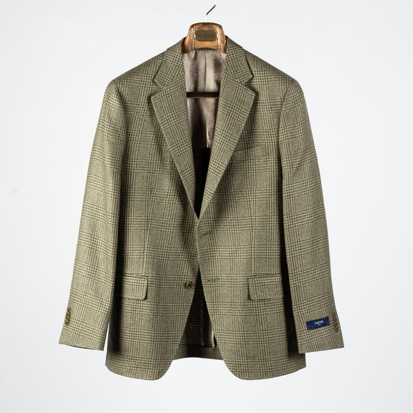 Green Glen Check Wool-Linen Blazer