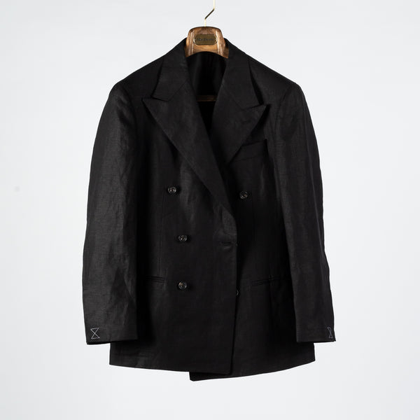 Black Irish Linen Double Breasted Suit