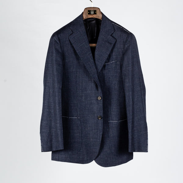Navy Cashmere-Wool Textured Blazer