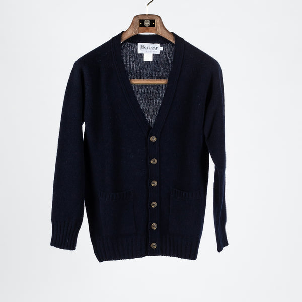 Navy Lambswool Knit Cardigan