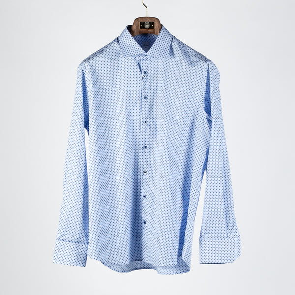 LIght Blue Patterned Twill Shirt Dress Shirt