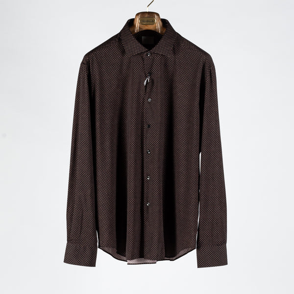 Brown Diamond Printed Active Dress Shirt