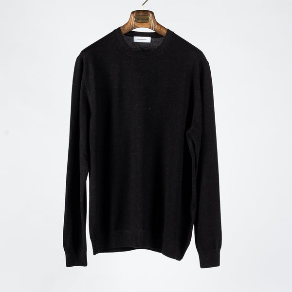 Black Wool Crewneck Sweater