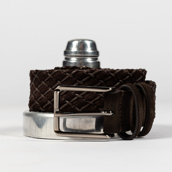 Brown Suede Cotton Braided Belt