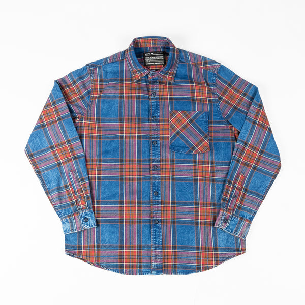 Indigo Twill Checked Button Up