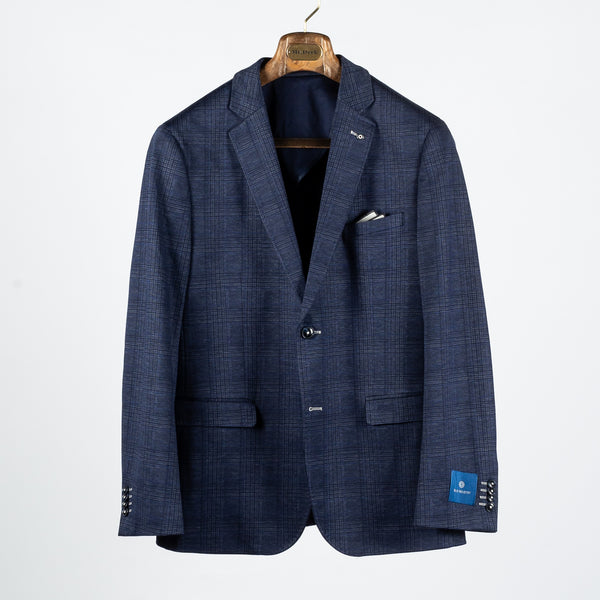 Navy Stretch Checked Blazer