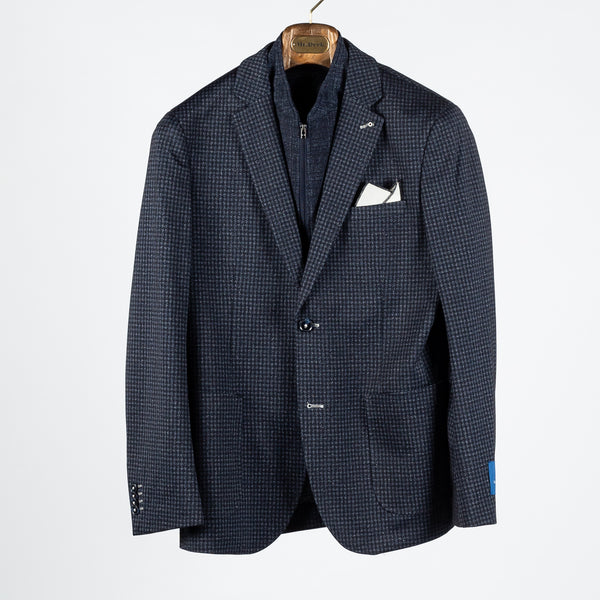 Navy Micro Check Blazer w/ Removable Inlay