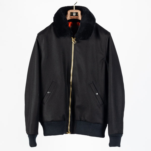 Black Melton Wool Flyer's Club Jacket