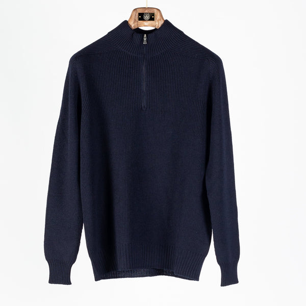 Navy Merino Half-Zip Sweater