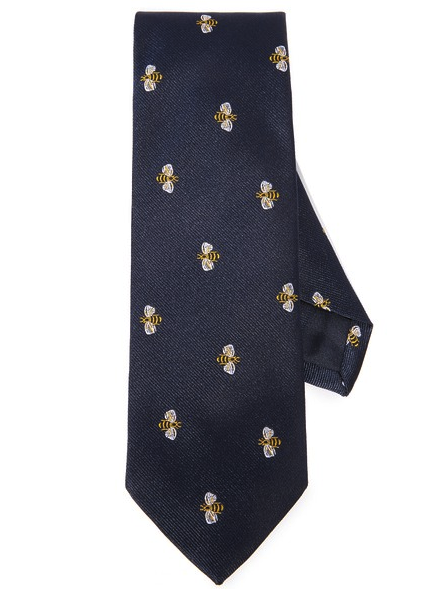 Navy Silk Bumble Bee Tie