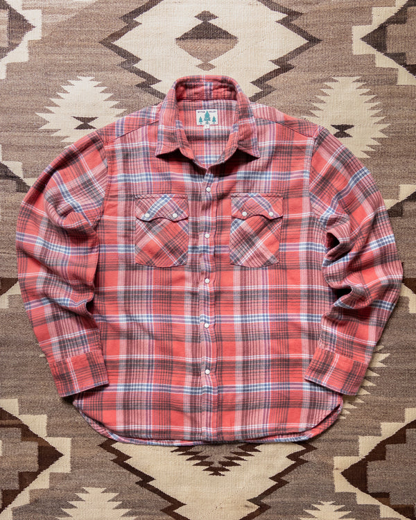 Wythe Cactus Flower Plaid Washed Flannel Pearlsnap Shirt