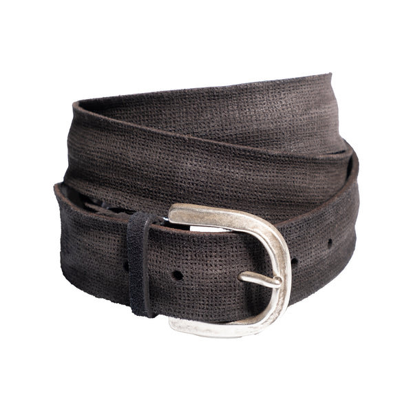 Brown Etched Leather Belt