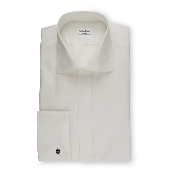 Ivory Twill Fly Front Dress Shirt