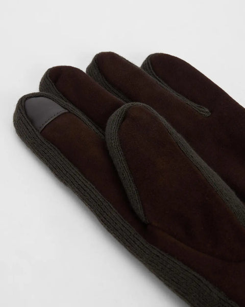 Barbour Brown Magnus Gloves - Leather, Polyester, British, Ribbed - Alternate View