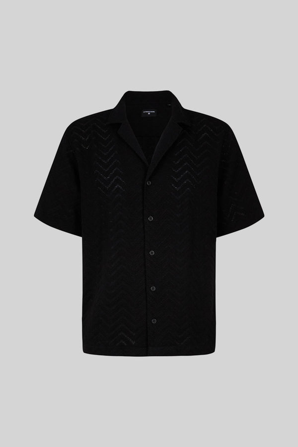 Black Cliro Knitted Button Up Shirt