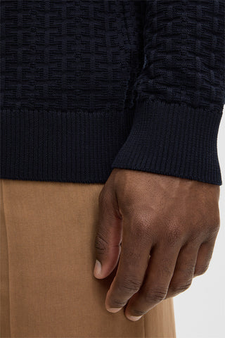 Strellson Navy Adrian Knit Sweater - Cotton, Regular Fit - View 5