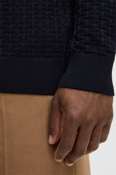 Strellson Navy Adrian Knit Sweater - Cotton, Regular Fit - View 5