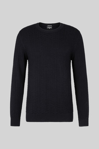 Strellson Navy Adrian Knit Sweater - Cotton, Regular Fit
