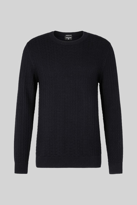 Strellson Navy Adrian Knit Sweater - Cotton, Regular Fit