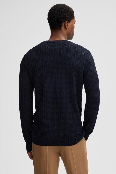 Strellson Navy Adrian Knit Sweater - Cotton, Regular Fit - View 6