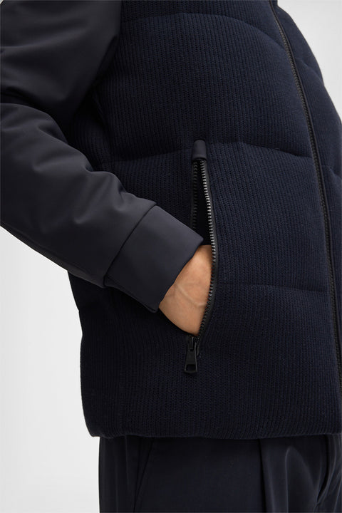 Strellson Navy Flex Knit Jacket - Corduroy, Polyester, Regular Fit - Back View